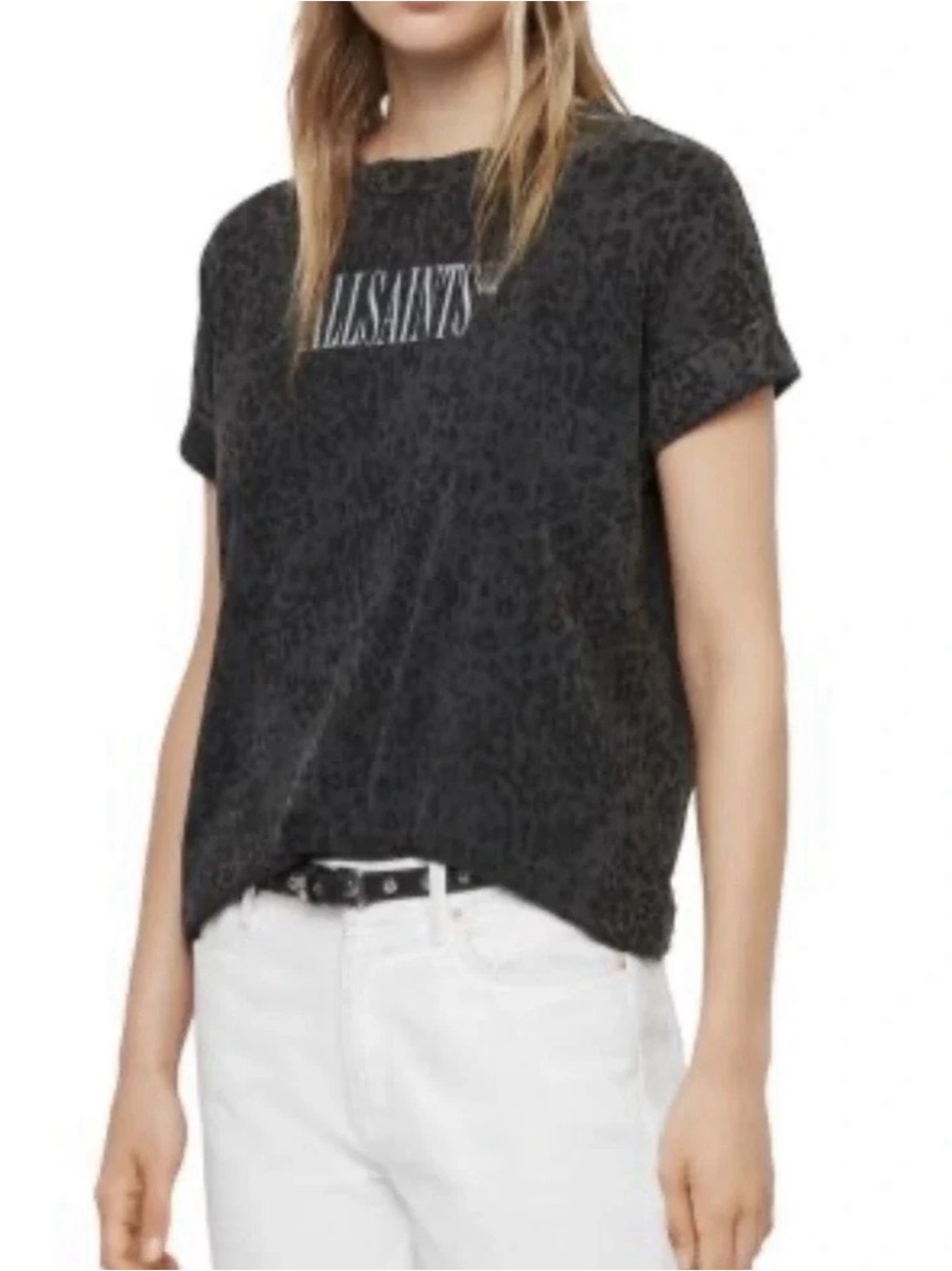 All Saints Imogen Women'sLeopard Print Crew Tee